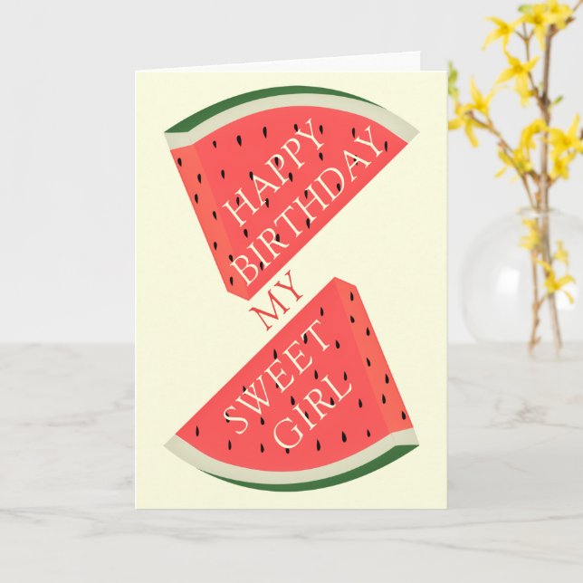 Funny Birthday Card with Sweet Watermelon (Yellow Flower)