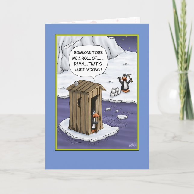 Funny Birthday Cards: Penguin Pranks Card (Front)