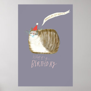 Funny Birthday Cat Poster