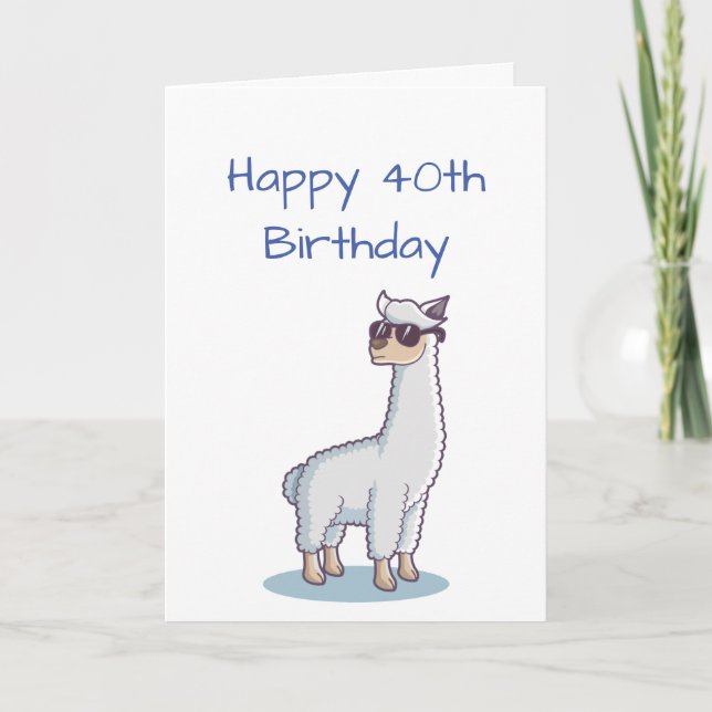 Funny Birthday Custom Age 30th Llama Animal Card (Front)