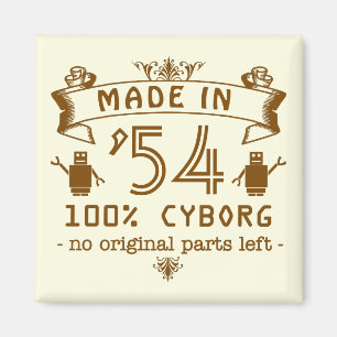 Funny Birthday Cyborg with Customizable Year Magnet