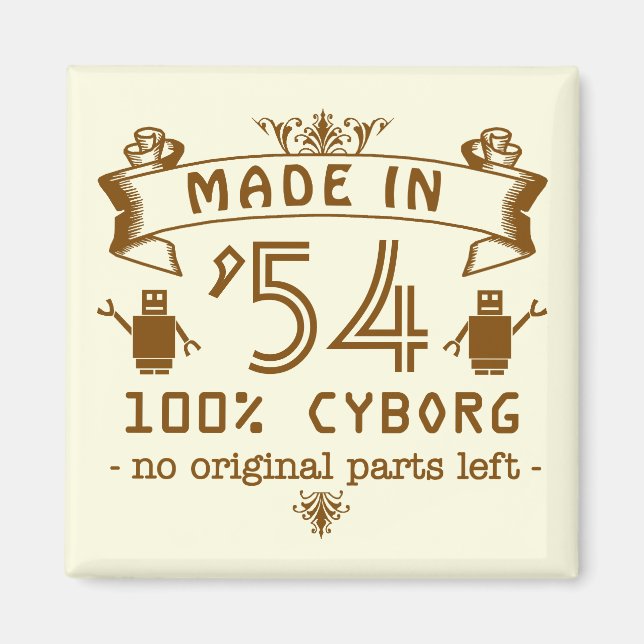 Funny Birthday Cyborg with Customizable Year Magnet (Front)