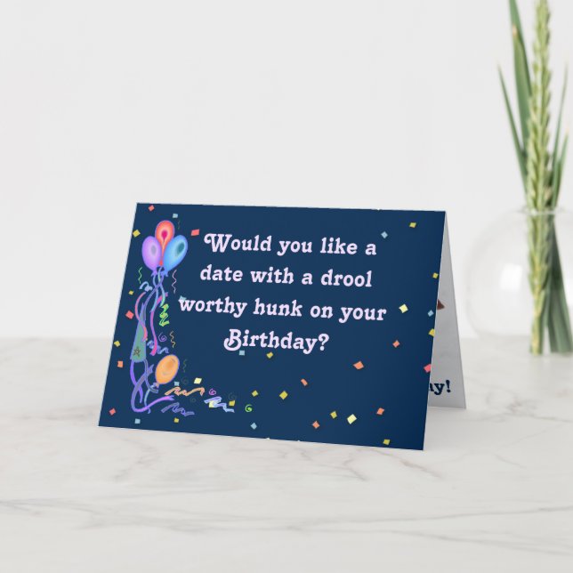 Funny Birthday "Date" Carte avec Hunky Basset Houn (Devant)