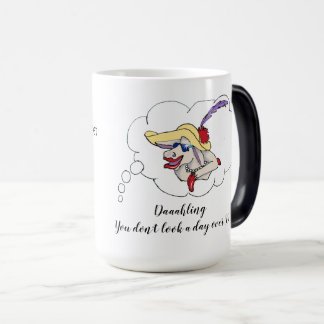 Funny Birthday elegant cartoon cow 50 & fabulous Magic Mug
