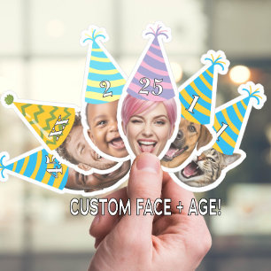 Funny Birthday Face with Party Hat & Custom Age 