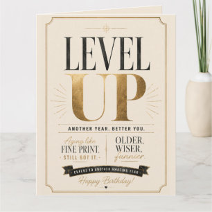 Funny birthday for friends – Age level unlocked Thank You Card