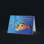 Funny Birthday for Papa, Anglerfish Baitday Card<br><div class="desc">Paper birthday greeting card for Papa / grandpa. Funny illustration of an Anglerfish getting ready to eat some birthday cake. Funny birthday card with Happy Baitday! on the cover. Image and verse copyright © Shoaff Ballanger Studios.</div>