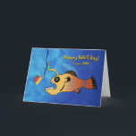 Funny Birthday for Papa, Anglerfish Baitday Card<br><div class="desc">Paper birthday greeting card for Papa / grandpa. Funny illustration of an Anglerfish getting ready to eat some birthday cake. Funny birthday card with Happy Baitday! on the cover. Image and verse copyright © Shoaff Ballanger Studios.</div>