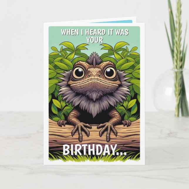 Funny Birthday Frilled Lizard Personalized Card (Front)
