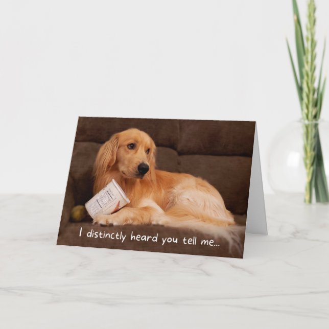 Funny Birthday Golden Retriever with Ice Cream Box Card (Front)