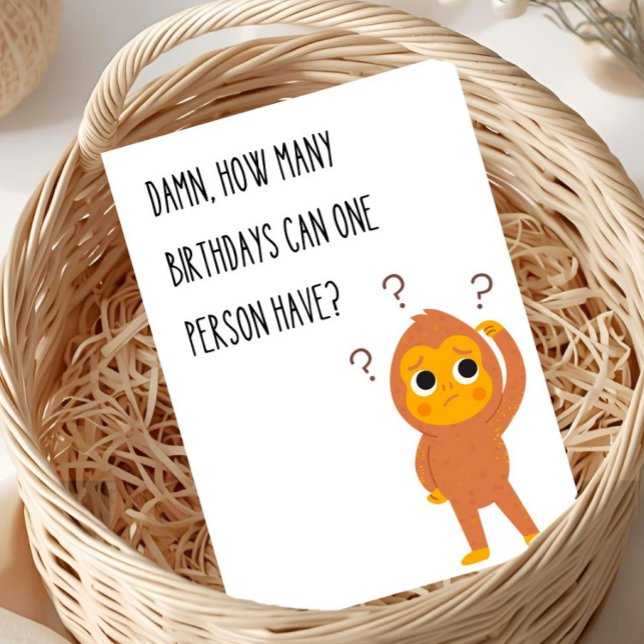 Funny Birthday Greeting Card Monkey Unique Humour (Creator Uploaded)