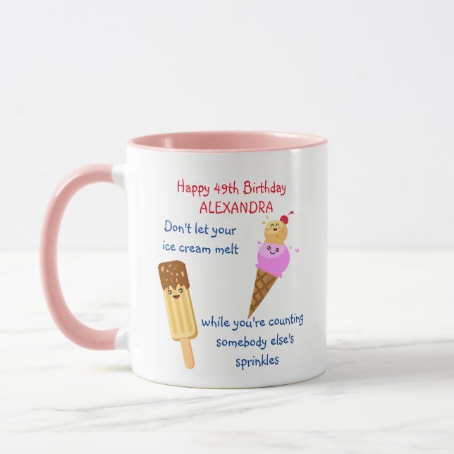 Funny Birthday Ice Cream Sprinkles Humour Kawaii Mug (Left)