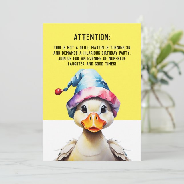funny birthday invitation greeting card (Standing Front)
