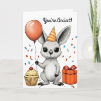 Funny Birthday Kangaroo With Party Hat Vector