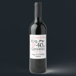 Funny Birthday Kiss Your Decade Goodbye Wine Label<br><div class="desc">Funny Birthday Kiss Your Decade Goodbye Wine Label. Celebrate a birthday beginning a new decade with funny, personalized wine labels featuring an editable modern typography design for the saying KISS YOUR DECADE GOODBYE (the sample shows 40s for a 50th birthday) with your custom text. CHANGES: The personalized text font style,...</div>