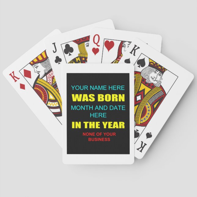 Funny birthday none of your business playing cards (Back)