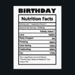 Funny Birthday Nutrition Facts Postcard<br><div class="desc">Funny Birthday Nutrition Facts Postcard</div>