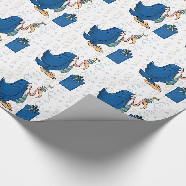 Funny Birthday Old Male Buzzard in Blue Stripe Tie Wrapping Paper (Corner)
