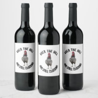 Funny Birthday Over The Hill Rooster Wine Labels