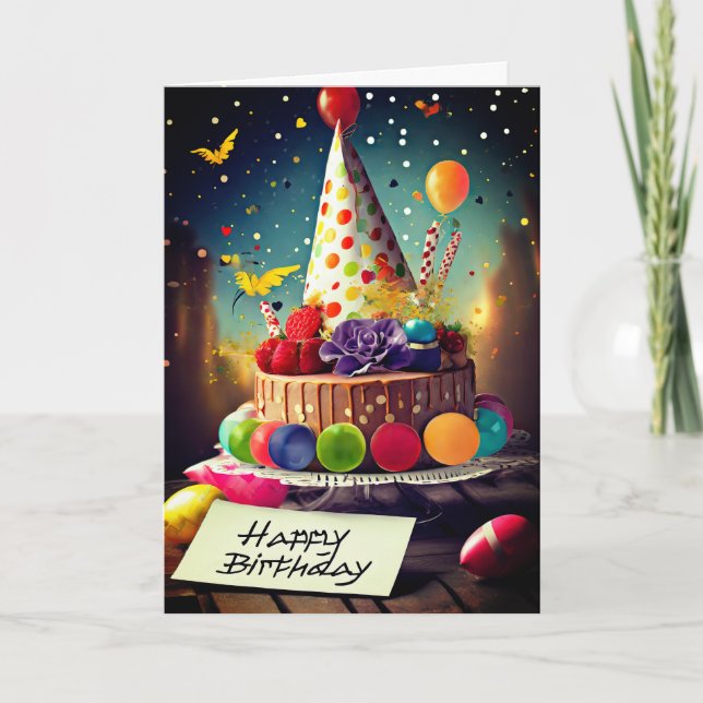 Funny Birthday Party, 5" x 7" Folded Greeting Card (Front)