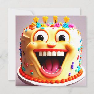 Funny Birthday Party Smiling Cake Invitation