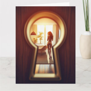 FUNNY BIRTHDAY PEEKING PERVERT GREETING CARD