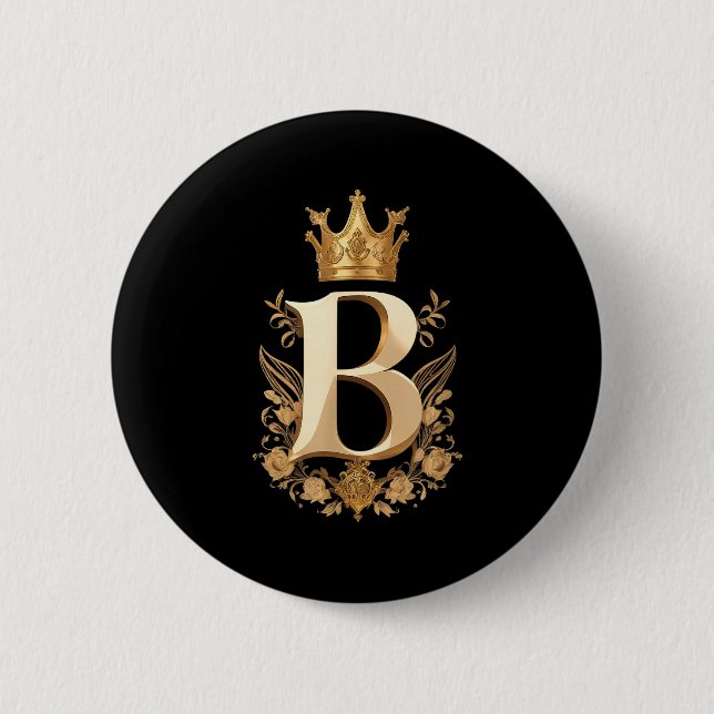 Funny Birthday Queen B - Letter B And Crown (bee)  2 Inch Round Button (Front)