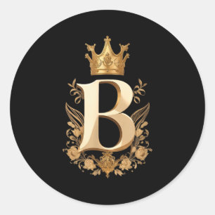 Funny Birthday Queen B - Letter B And Crown (bee)  Classic Round Sticker