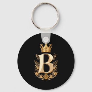 Funny Birthday Queen B - Letter B And Crown (bee) Keychain
