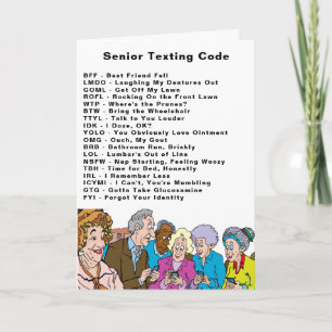 Funny Birthday Seniors Texting Code Card