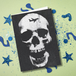 Funny Birthday Skeleton Airplane Retro Cool Custom Card