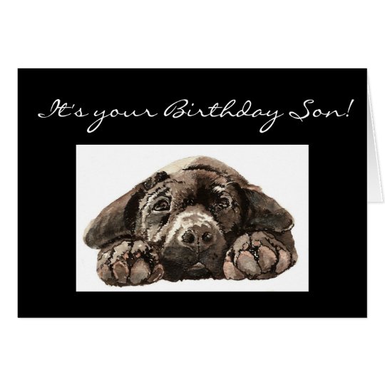 Funny Birthday Son, Labrador Retriever Card