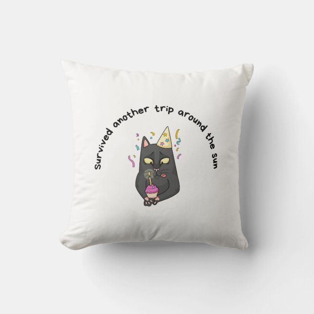 Funny Birthday Throw Pillow (Front)