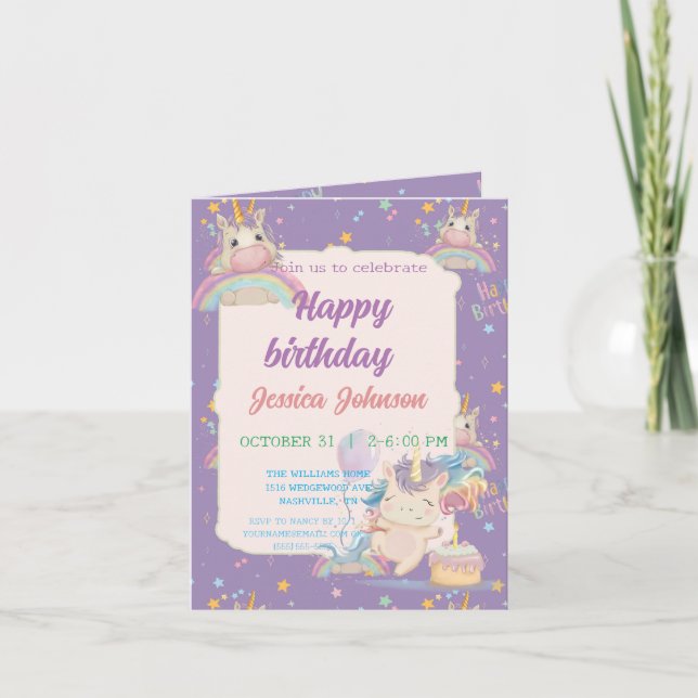 Funny Birthday Unicorn Invitation (Front)