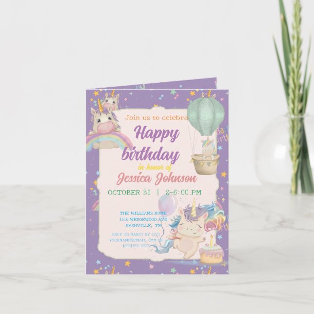 Funny Birthday Unicorn Invitation (Front)