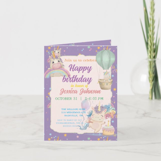 Funny Birthday Unicorn Invitation (Front)