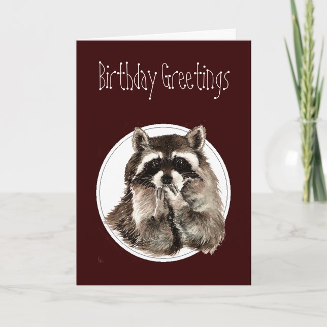 Funny, Birthday Who's over the Hill Cute Raccoon Card (Front)