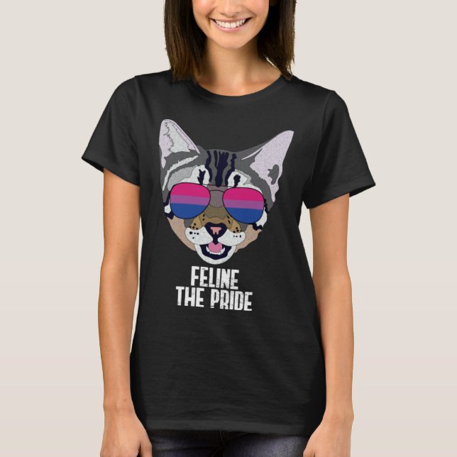 Funny Bisexual Feline The Pride Bi Pride Cat Lover T-Shirt (Front)