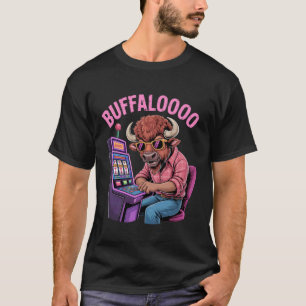 Funny Bison Slot Machine Player Retro Buffalooo Ca T-Shirt