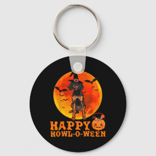 Funny Black And Tan Coonhound Dog Halloween Happy Keychain