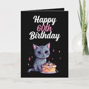Funny Black and White Cat Husband 60th Birthday Card