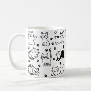 Funny Black and White Cat Pattern Mug