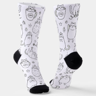 Funny Black and White Cat Pattern Socks