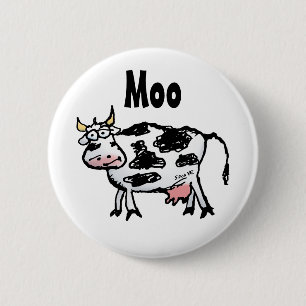 Funny Black and White Cow Cartoon 2 Inch Round Button