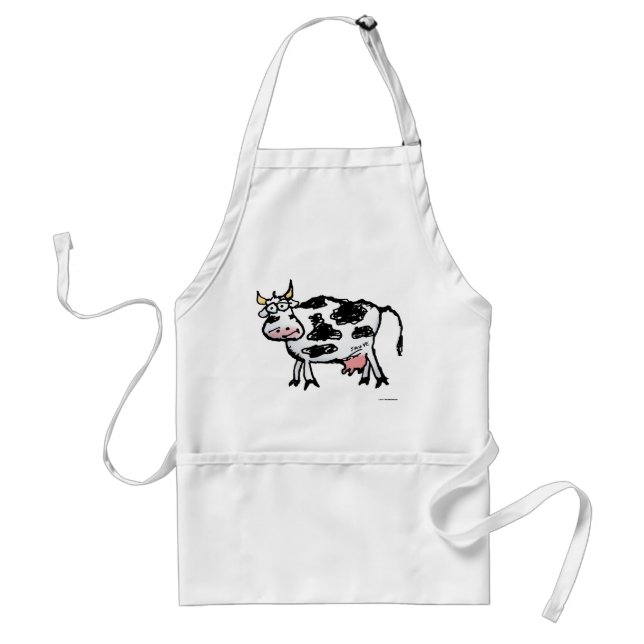 Funny Black and White Cow Cartoon Standard Apron (Front)