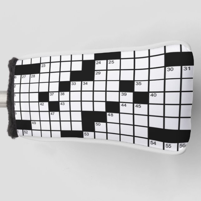 Funny Black and White Crossword Puzzle Game Golf Head Cover (Front)