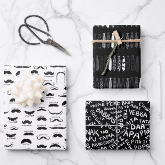 Funny Black and White Father's Day Gift Wrapping Paper Sheet