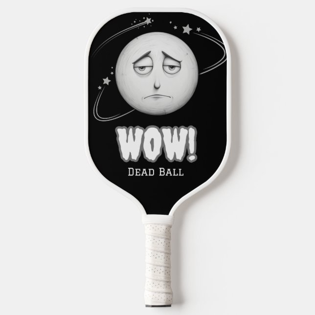 Funny Black and white Moon face Pickleball Paddle (Front)