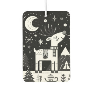 Funny Black and White Reindeer Pattern Air Freshener