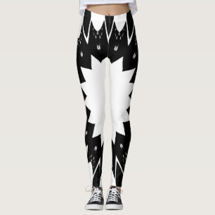 Funny Black and White Star Leggings